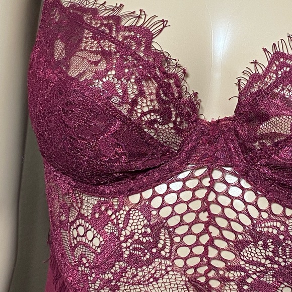 Feelings With You Lace Mini Dress - Burgundy - Picture 5 of 12